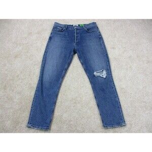 AGOLDE Jeans Women 32 Blue Nico High Rise Tapered Denim Button Fly Distressed